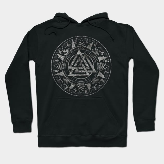 Valknut Symbol Silver Metallic Hoodie by Nartissima